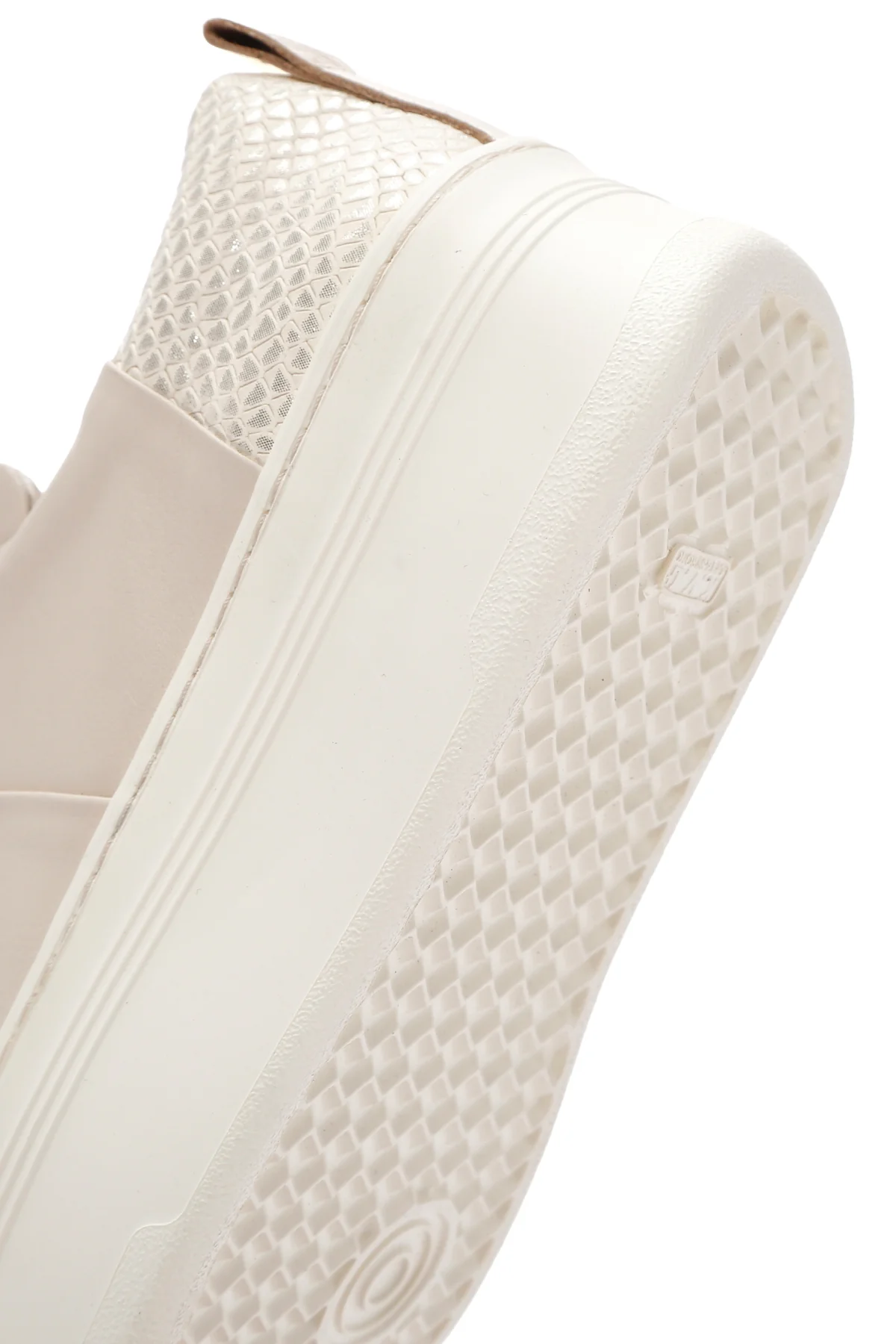 Kadın Bej Kalın Tabanlı Bağcıklı Deri Sneaker - Image 8