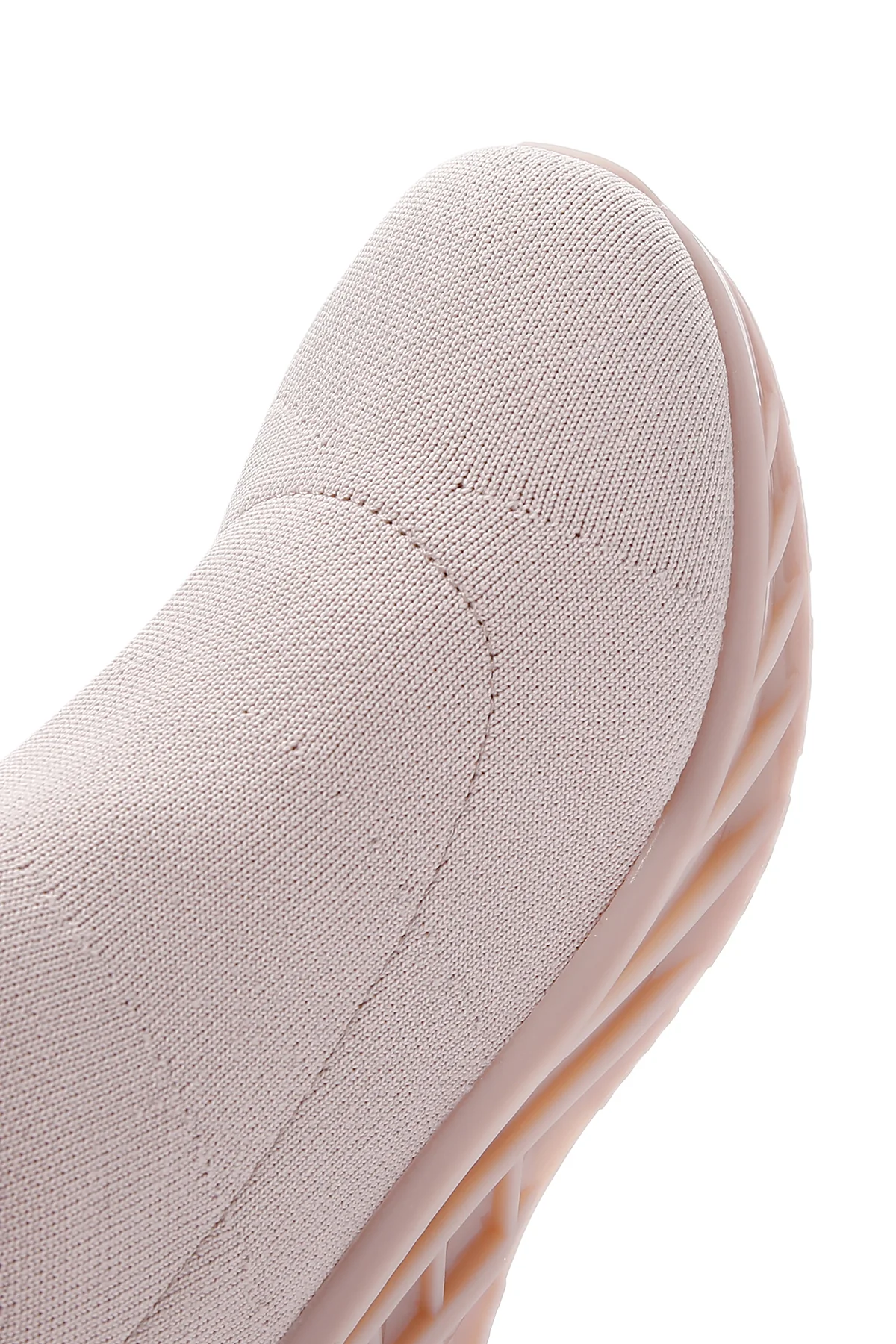Kadın Bej Kalın Tabanlı Bilekli Sneaker - Image 8