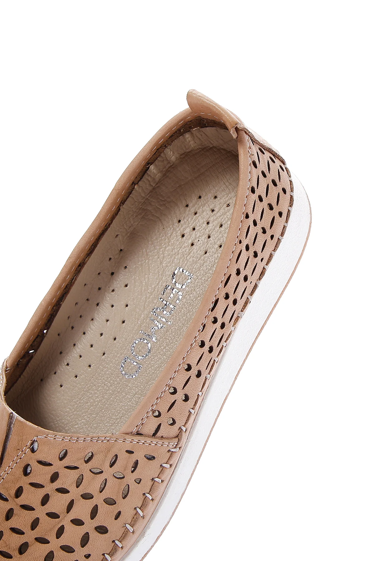 Kadın Bej Kalın Tabanlı Deri Konfor Loafer - Image 7