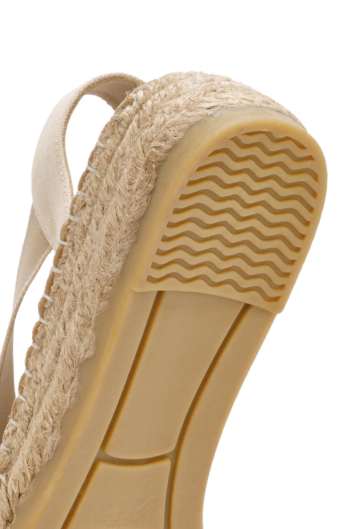 Kadın Bej Kalın Tabanlı Hasır Espadril Sandalet - Image 8