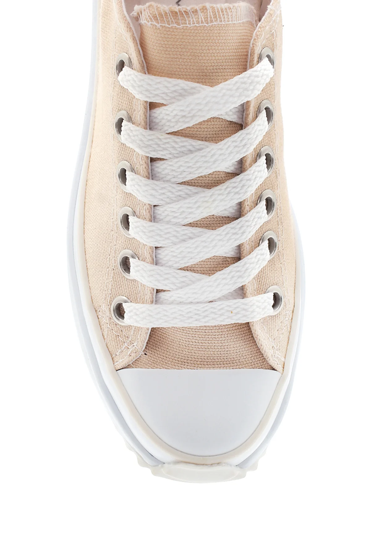 Kadın Bej Kalın Tabanlı Kumaş Sneaker - Image 6