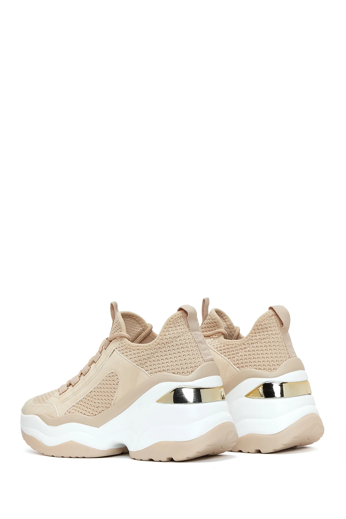 Kadın Bej Kalın Tabanlı Sneaker - Image 5