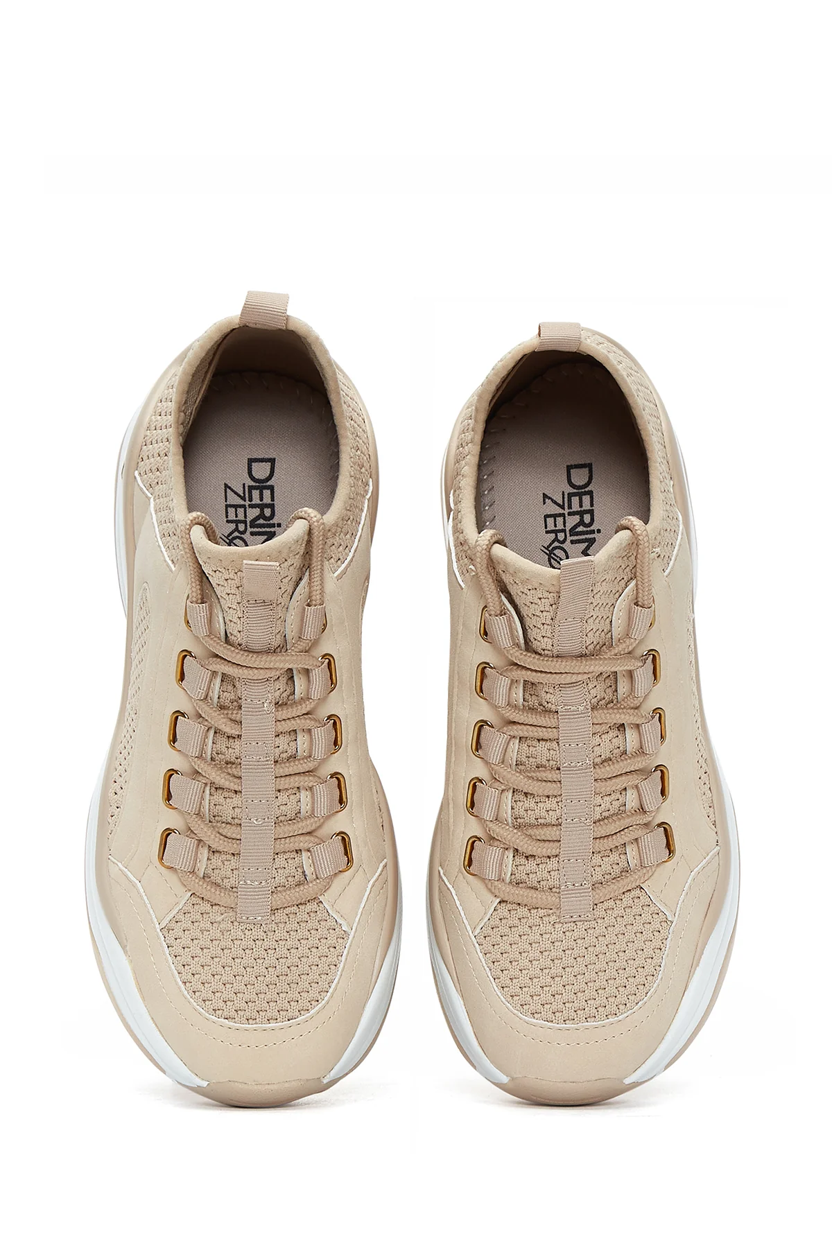 Kadın Bej Kalın Tabanlı Sneaker - Image 6