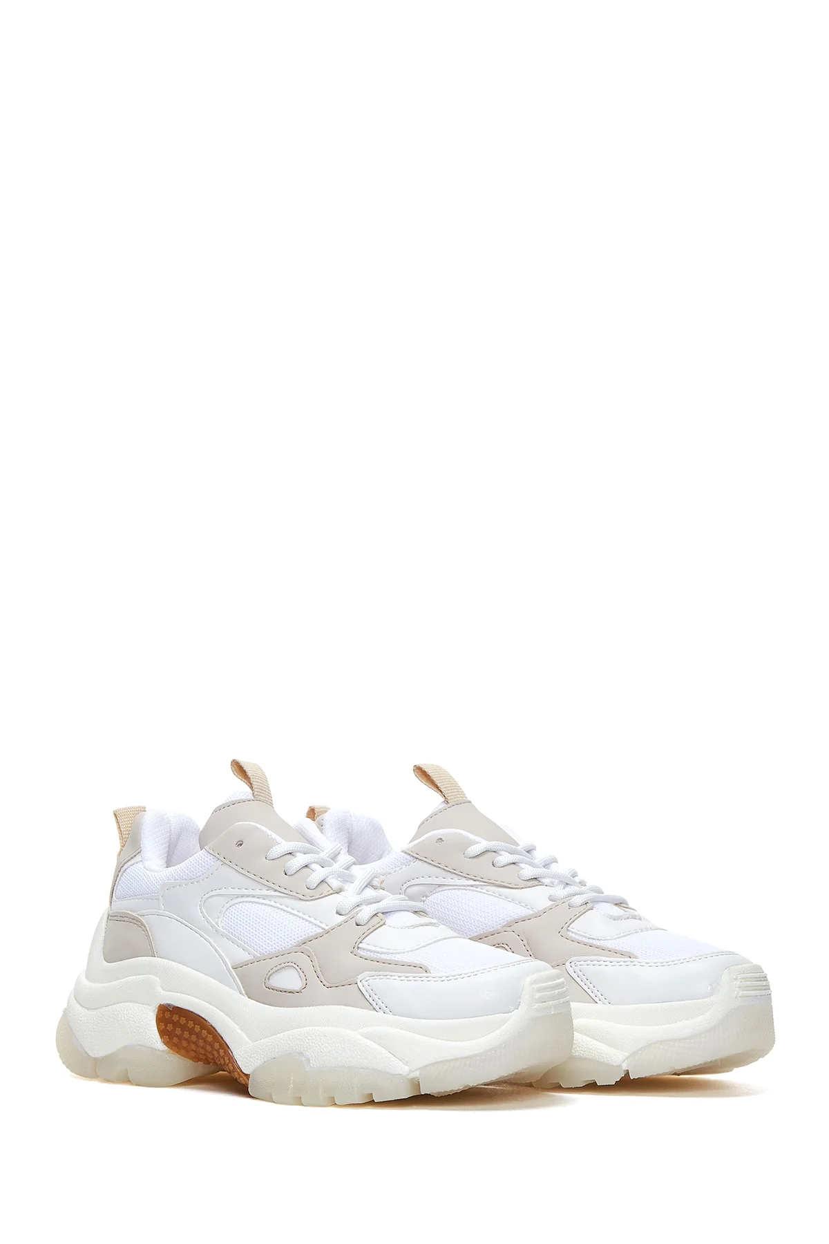 Kadın Bej Kalın Tabanlı Sneaker - Image 3