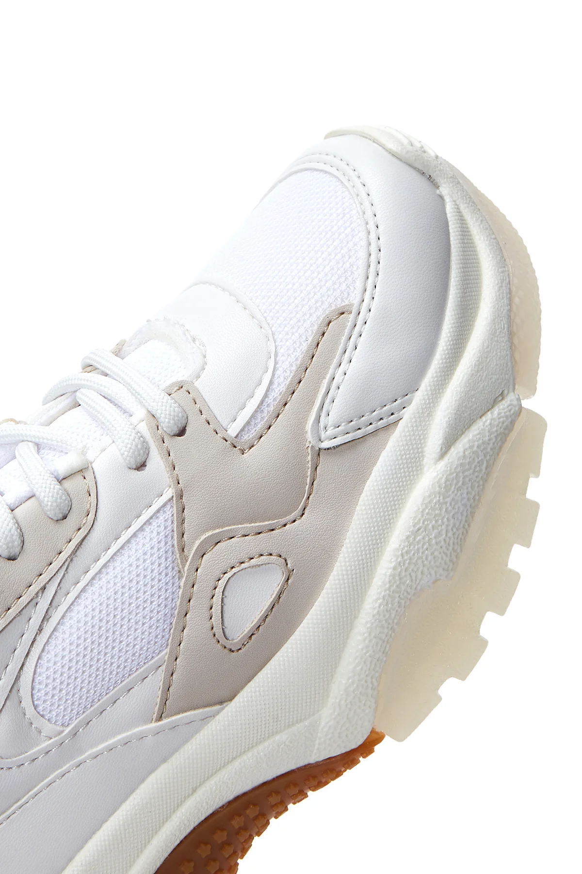 Kadın Bej Kalın Tabanlı Sneaker - Image 9