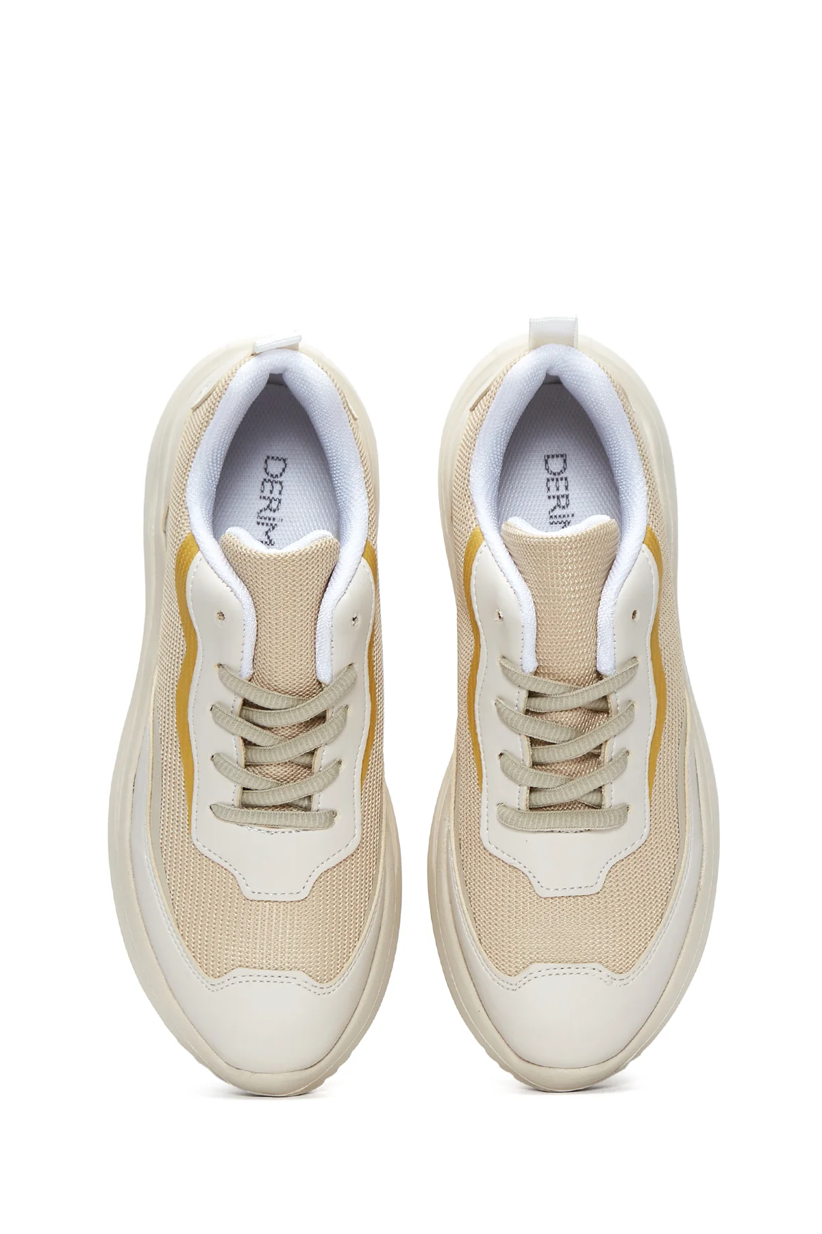 Kadın Bej Kalın Tabanlı Sneaker - Image 6