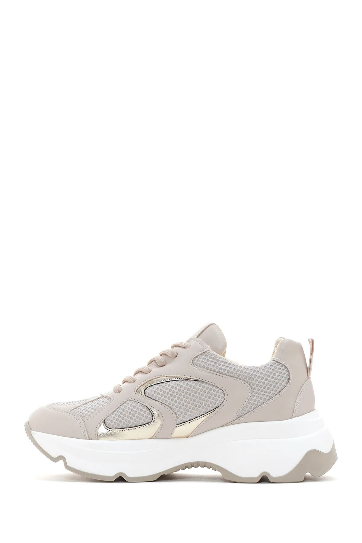 Kadın Bej Kalın Tabanlı Sneaker - Image 2