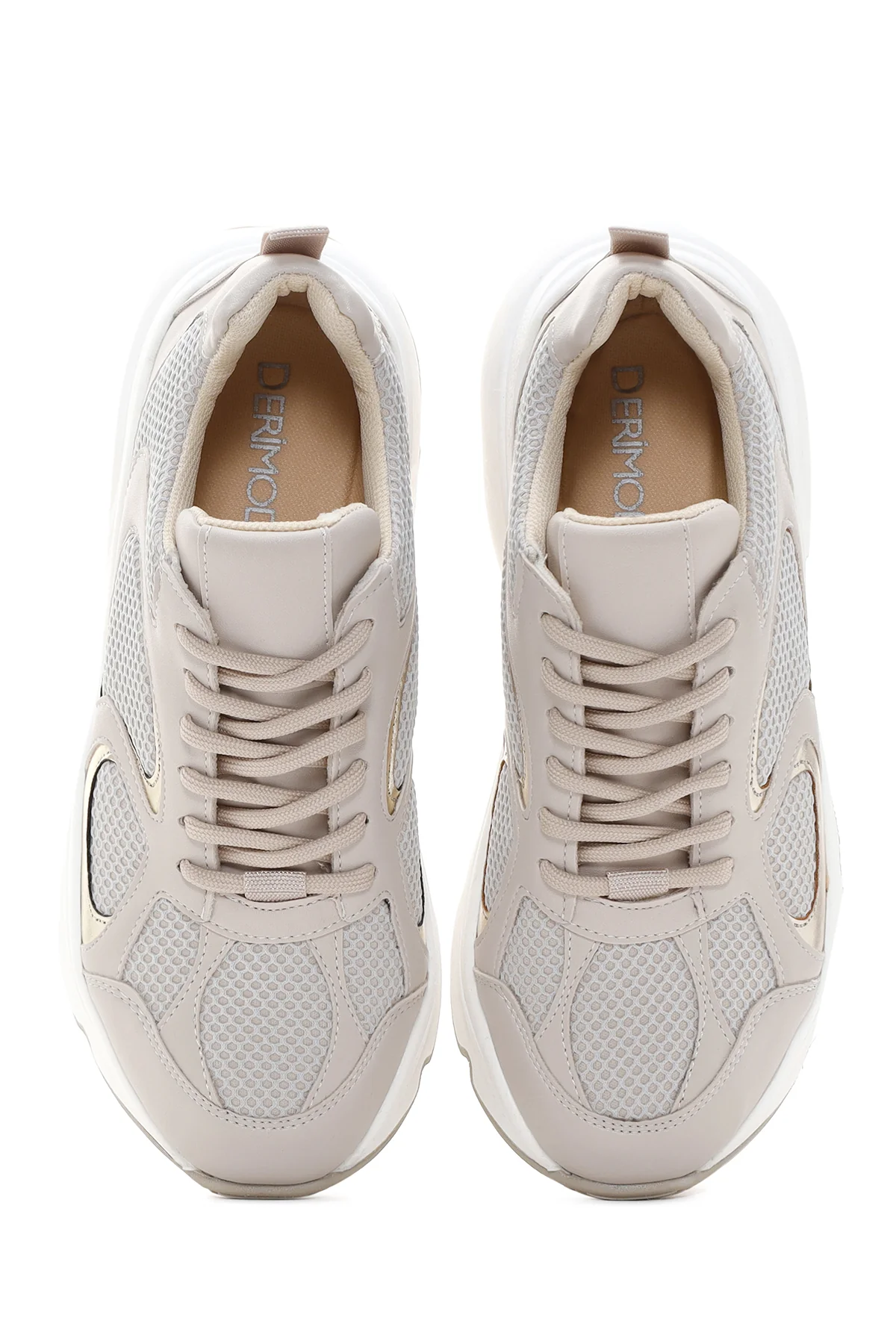 Kadın Bej Kalın Tabanlı Sneaker - Image 6