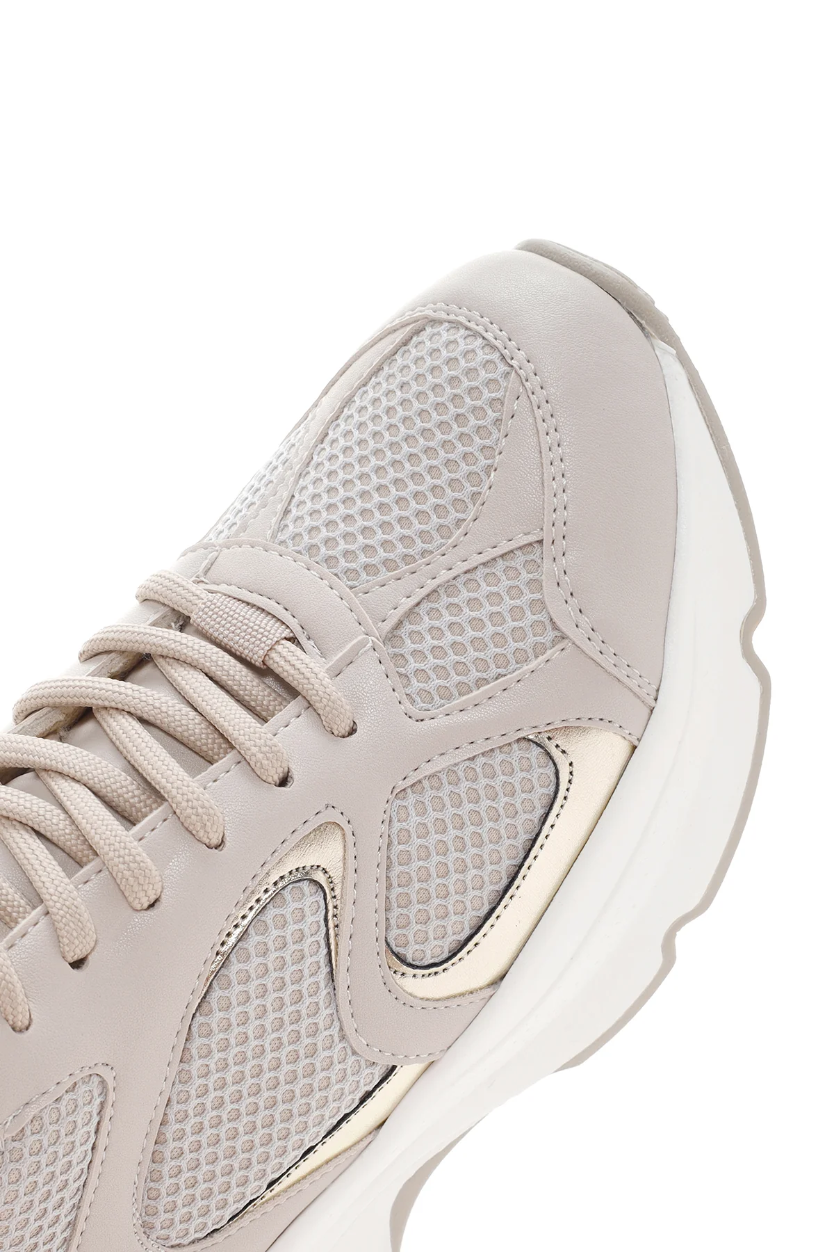 Kadın Bej Kalın Tabanlı Sneaker - Image 7