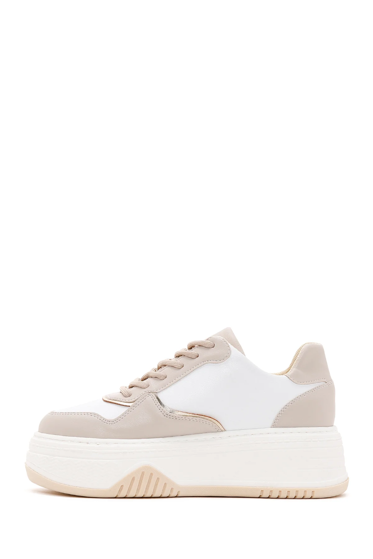 Kadın Bej Kalın Tabanlı Sneaker - Image 2