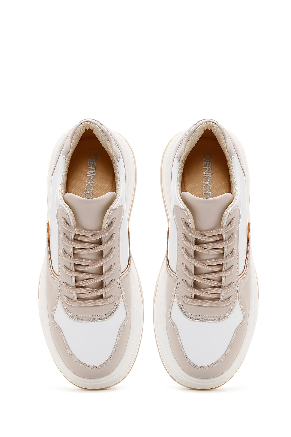 Kadın Bej Kalın Tabanlı Sneaker - Image 6