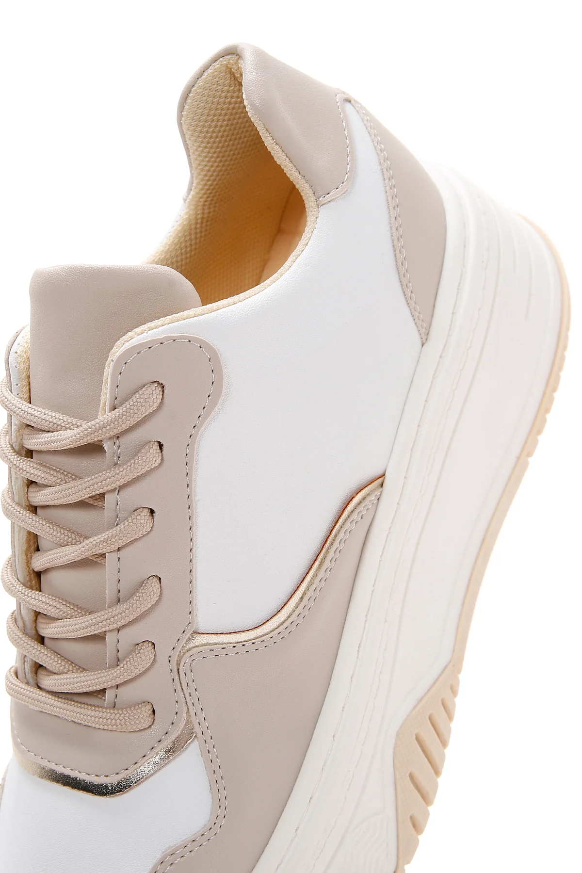 Kadın Bej Kalın Tabanlı Sneaker - Image 8