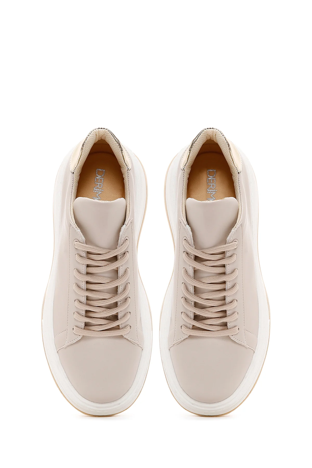 Kadın Bej Kalın Tabanlı Sneaker - Image 6