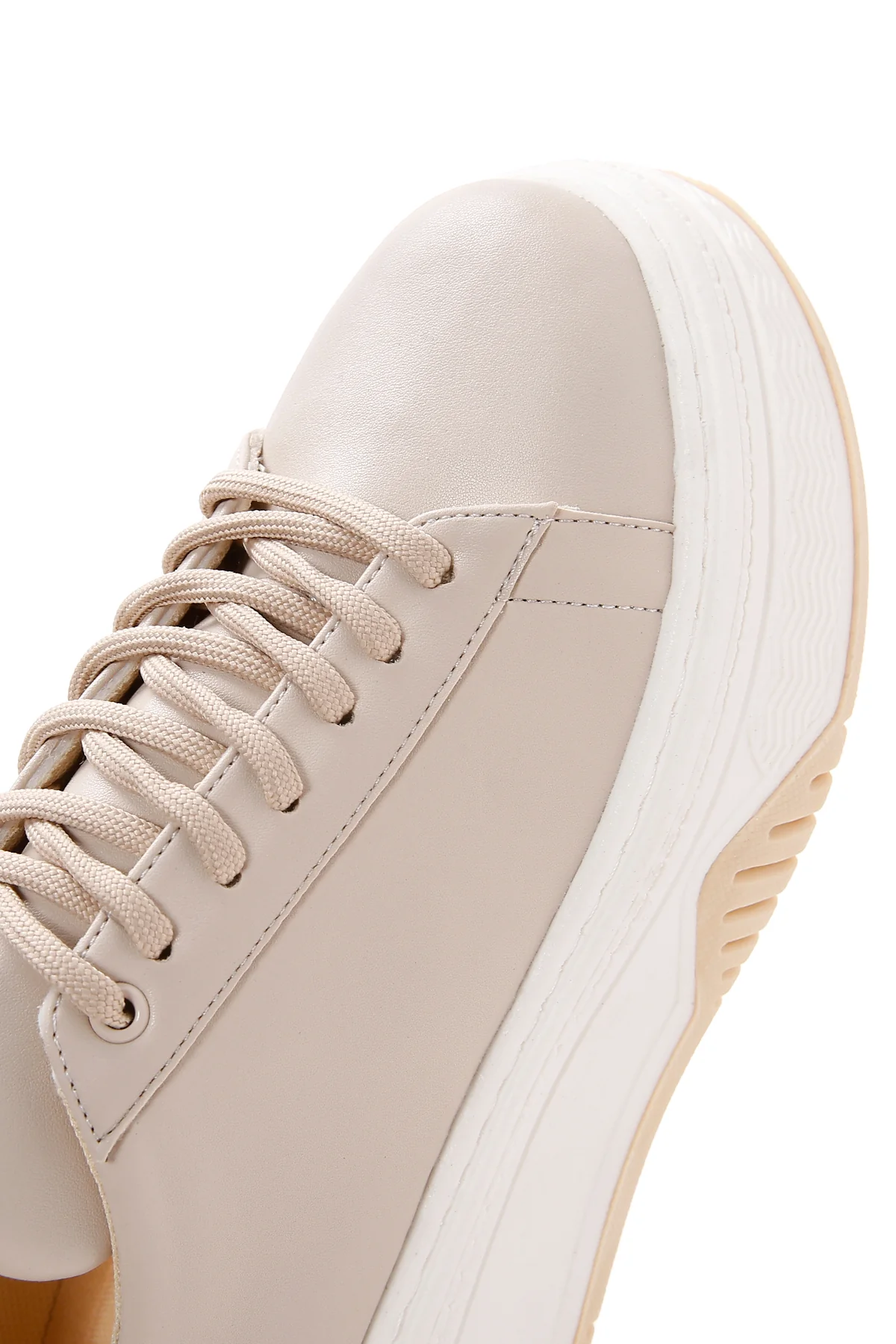 Kadın Bej Kalın Tabanlı Sneaker - Image 7
