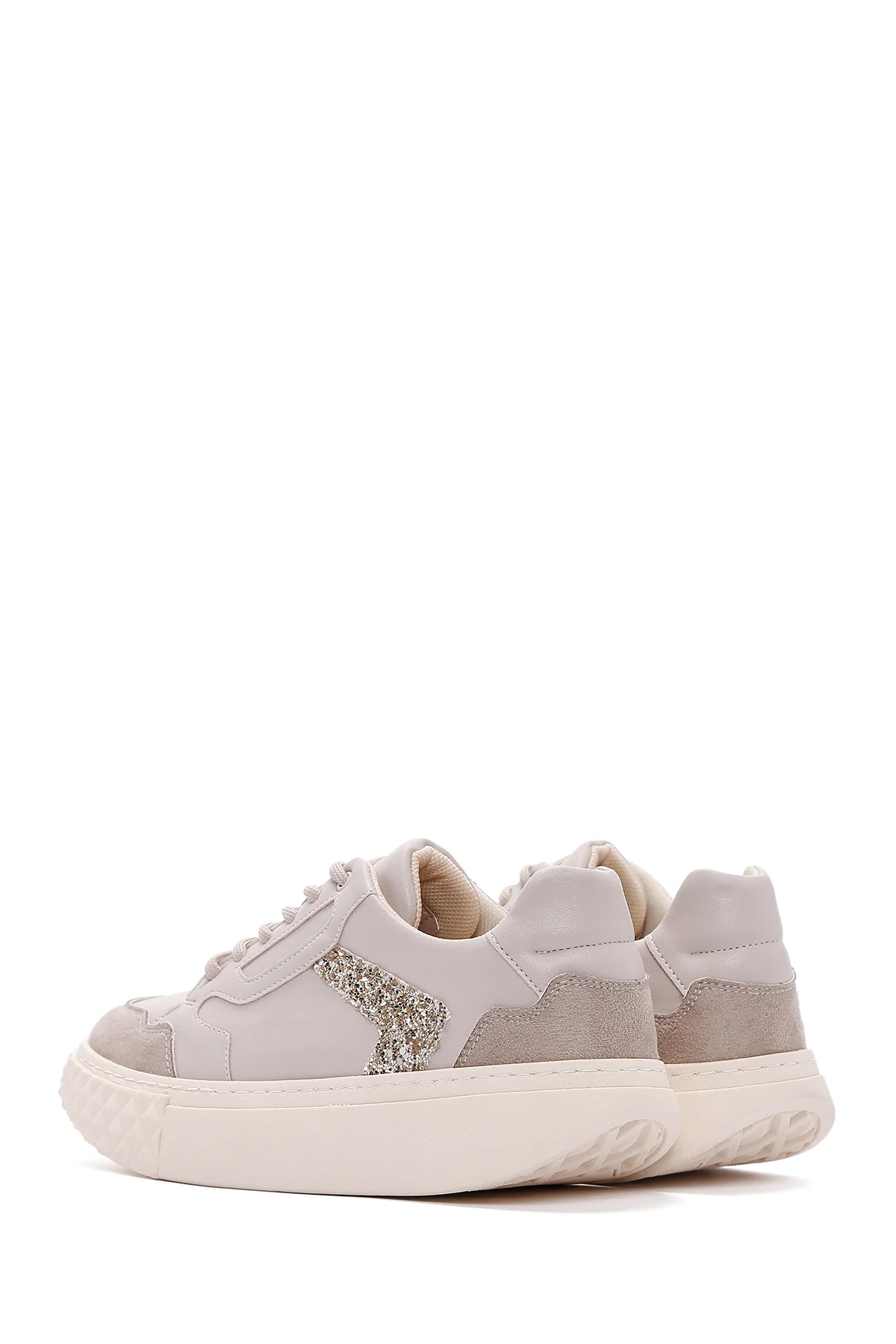Kadın Bej Kalın Tabanlı Sneaker - Image 5
