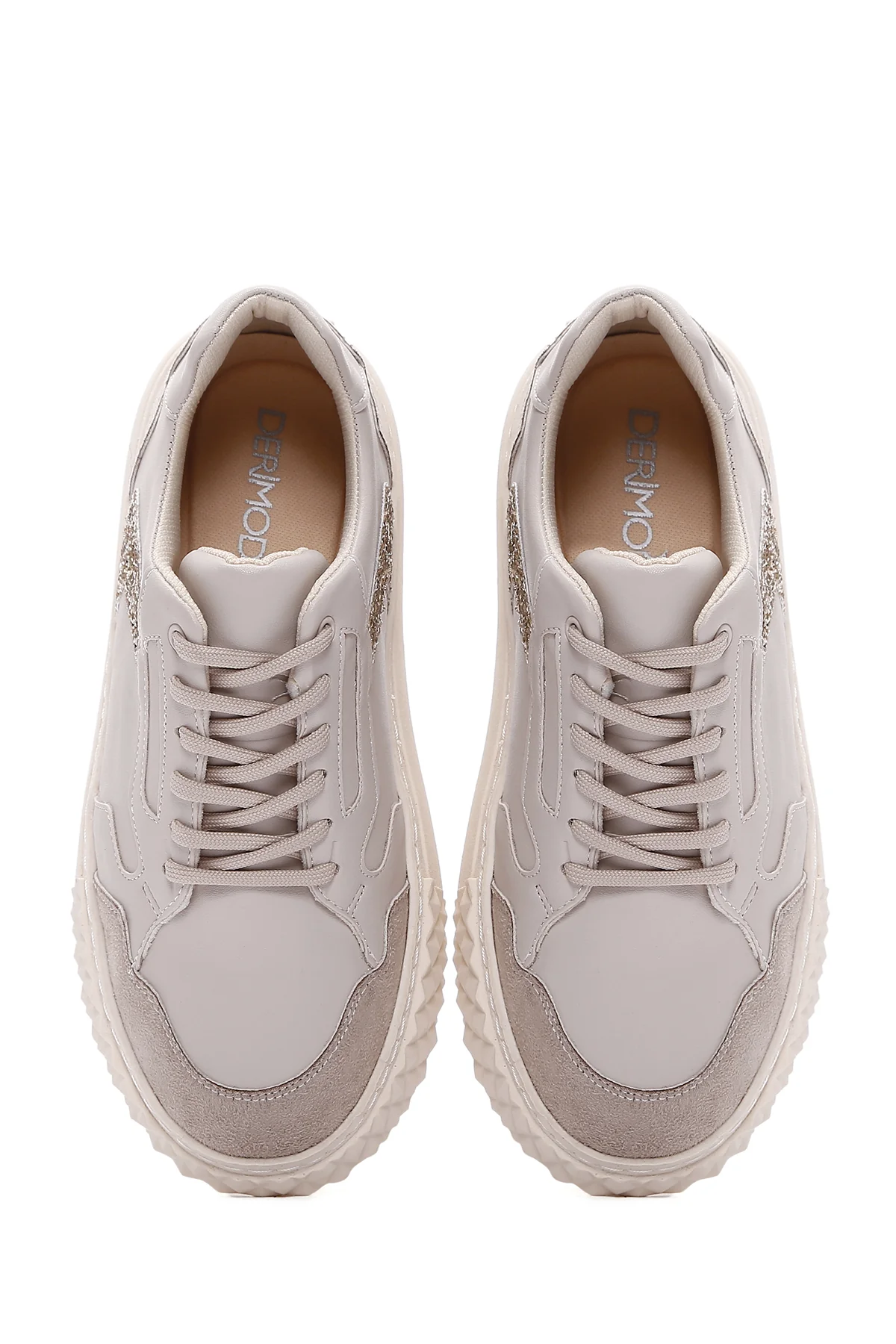 Kadın Bej Kalın Tabanlı Sneaker - Image 6