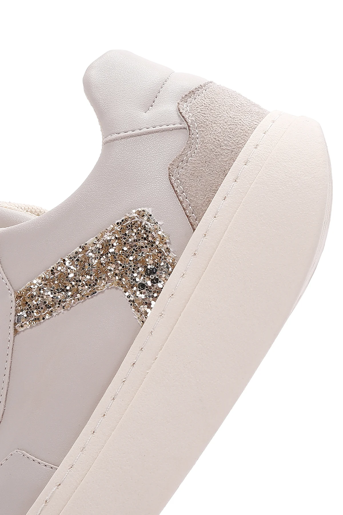 Kadın Bej Kalın Tabanlı Sneaker - Image 7