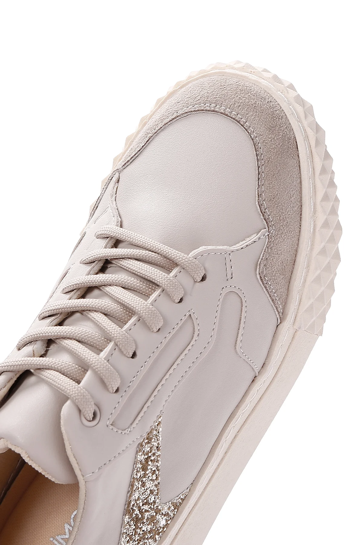 Kadın Bej Kalın Tabanlı Sneaker - Image 9