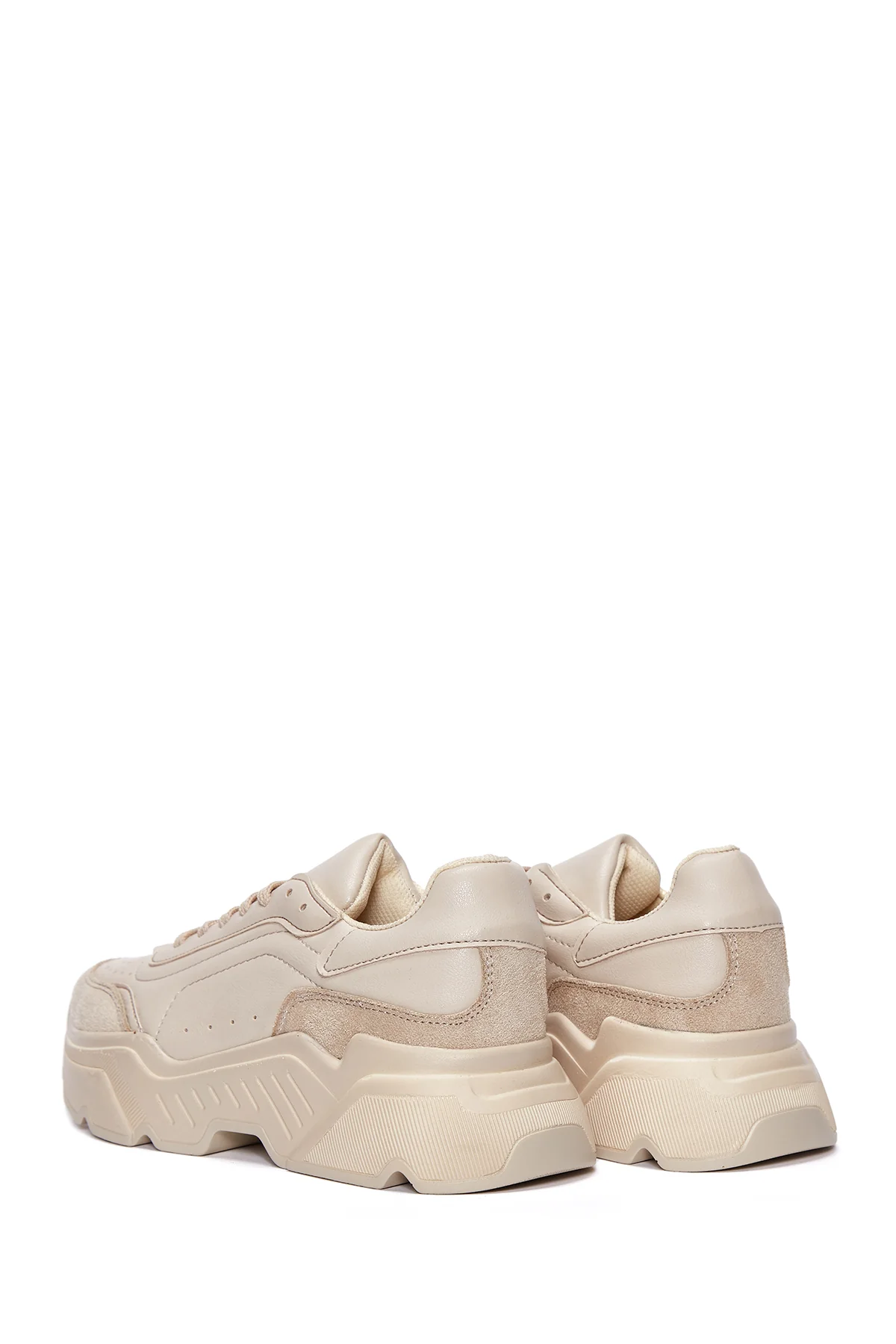 Kadın Bej Kalın Tabanlı Sneaker - Image 5
