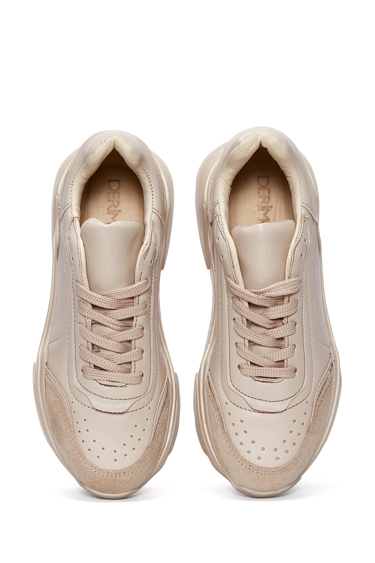Kadın Bej Kalın Tabanlı Sneaker - Image 6
