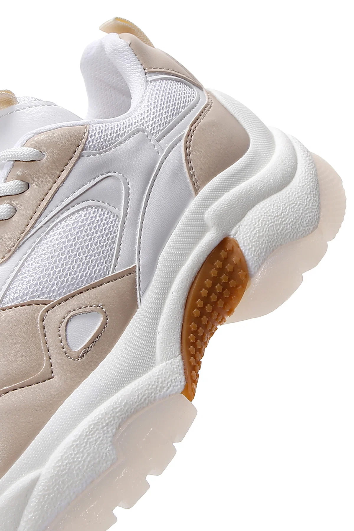 Kadın Bej Kalın Tabanlı Sneaker - Image 7