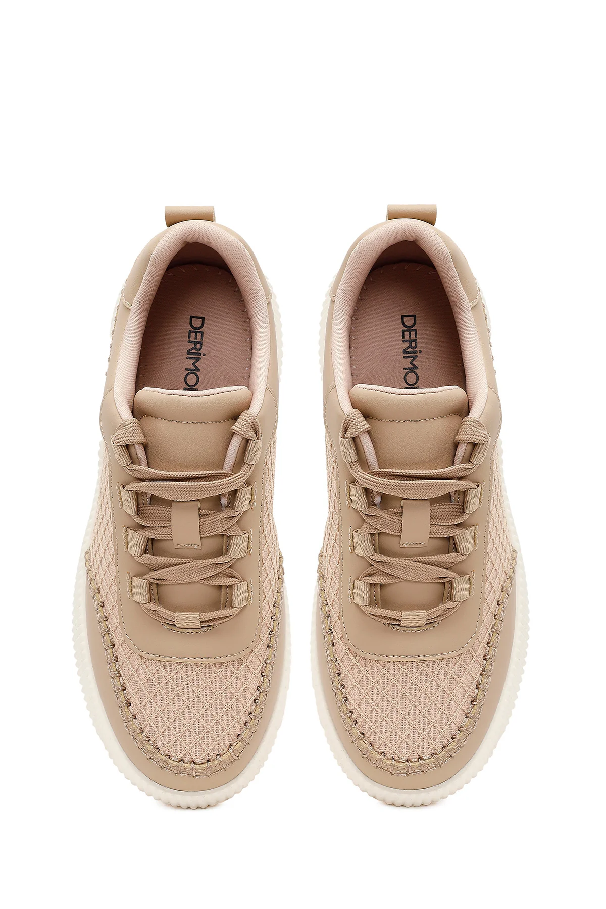 Kadın Bej Kalın Tabanlı Sneaker - Image 4