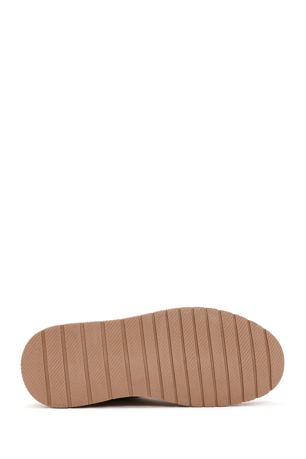 Kadın Bej Kalın Tabanlı Taşlı Bağcıklı Sneaker - Image 4