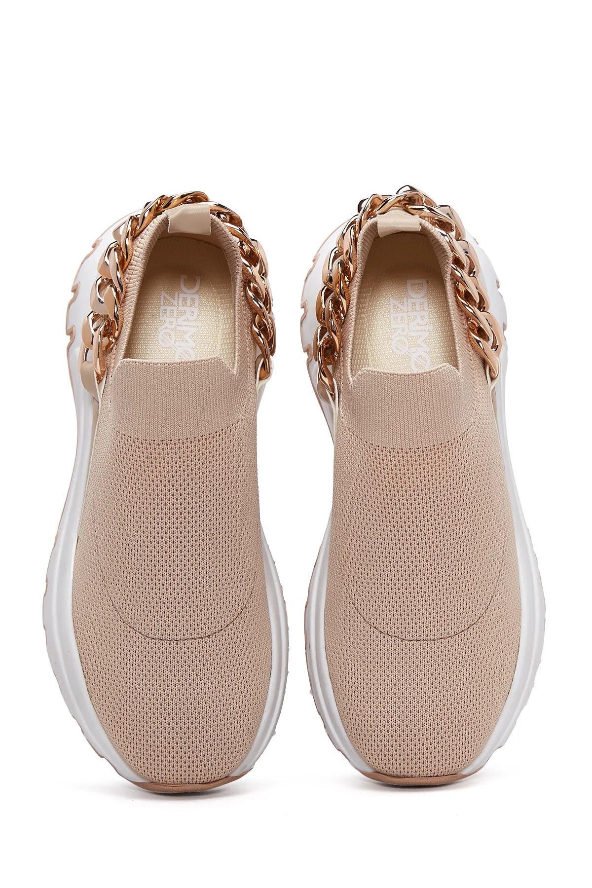 Kadın Bej Kalın Tabanlı Zincirli Sneaker - Image 6