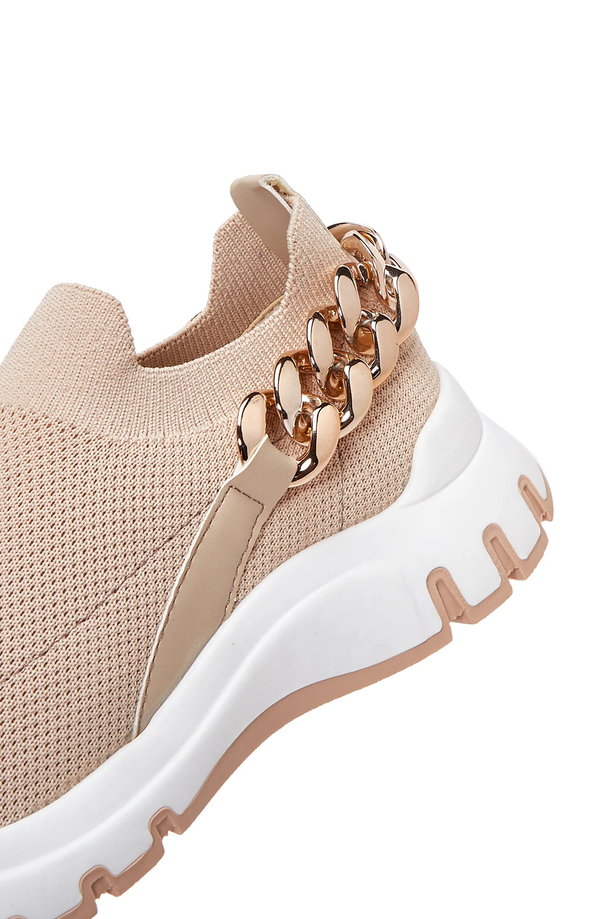 Kadın Bej Kalın Tabanlı Zincirli Sneaker - Image 7