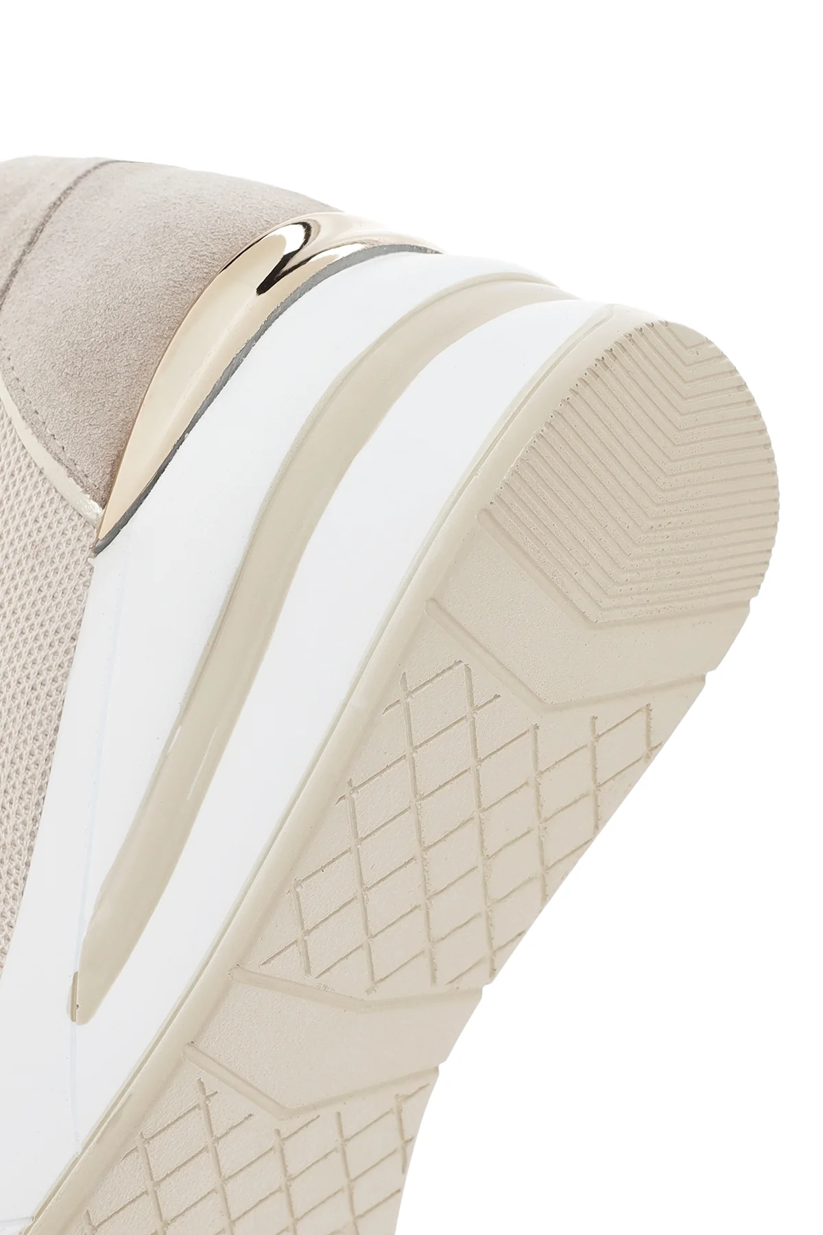 Kadın Bej Kalın Topuklu Bantlı Deri Sneaker - Image 7
