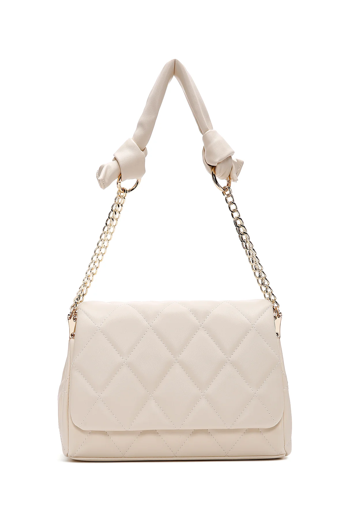 Kadın Bej Kapitone Omuz Çantası - Image 3