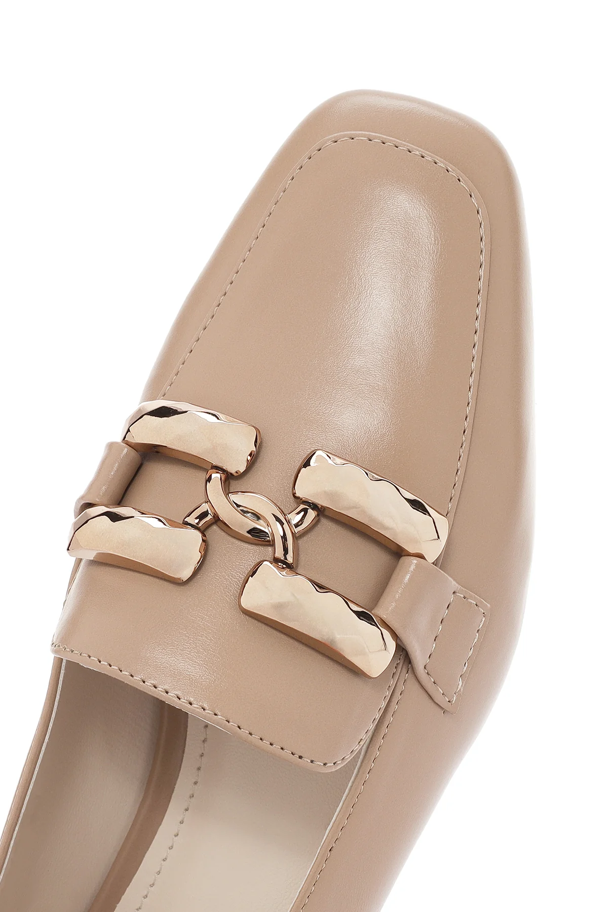 Kadın Bej Maskülen Loafer - Image 9