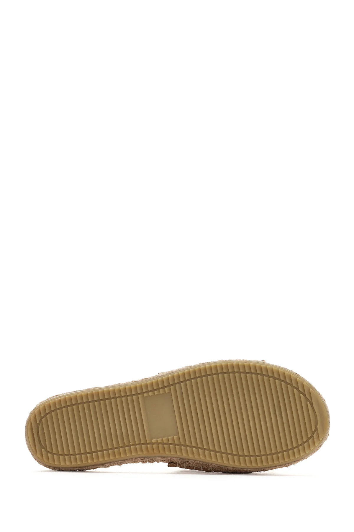 Kadın Bej Örgü Deri Espadril Terlik - Image 4