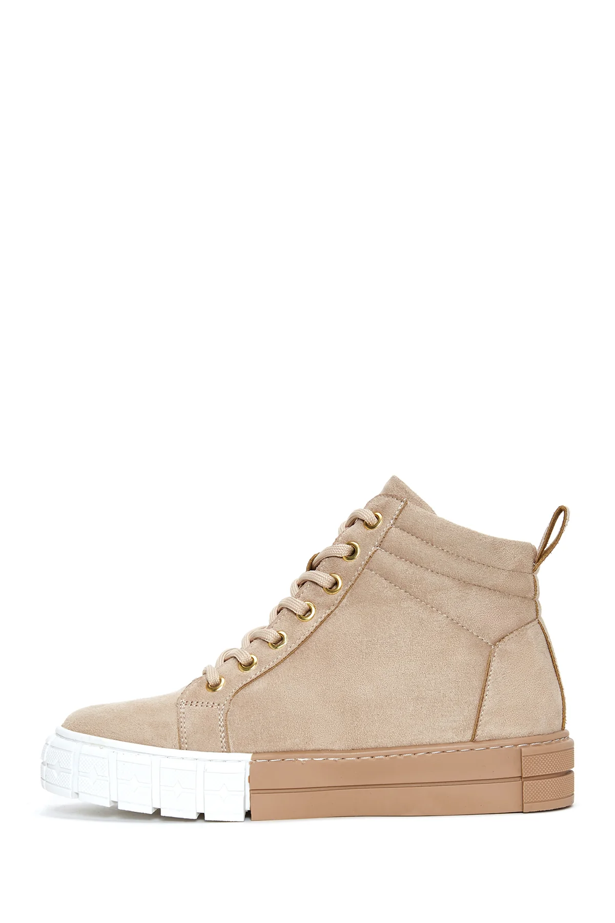 Kadın Bej Süet Bilekli Sneaker - Image 2