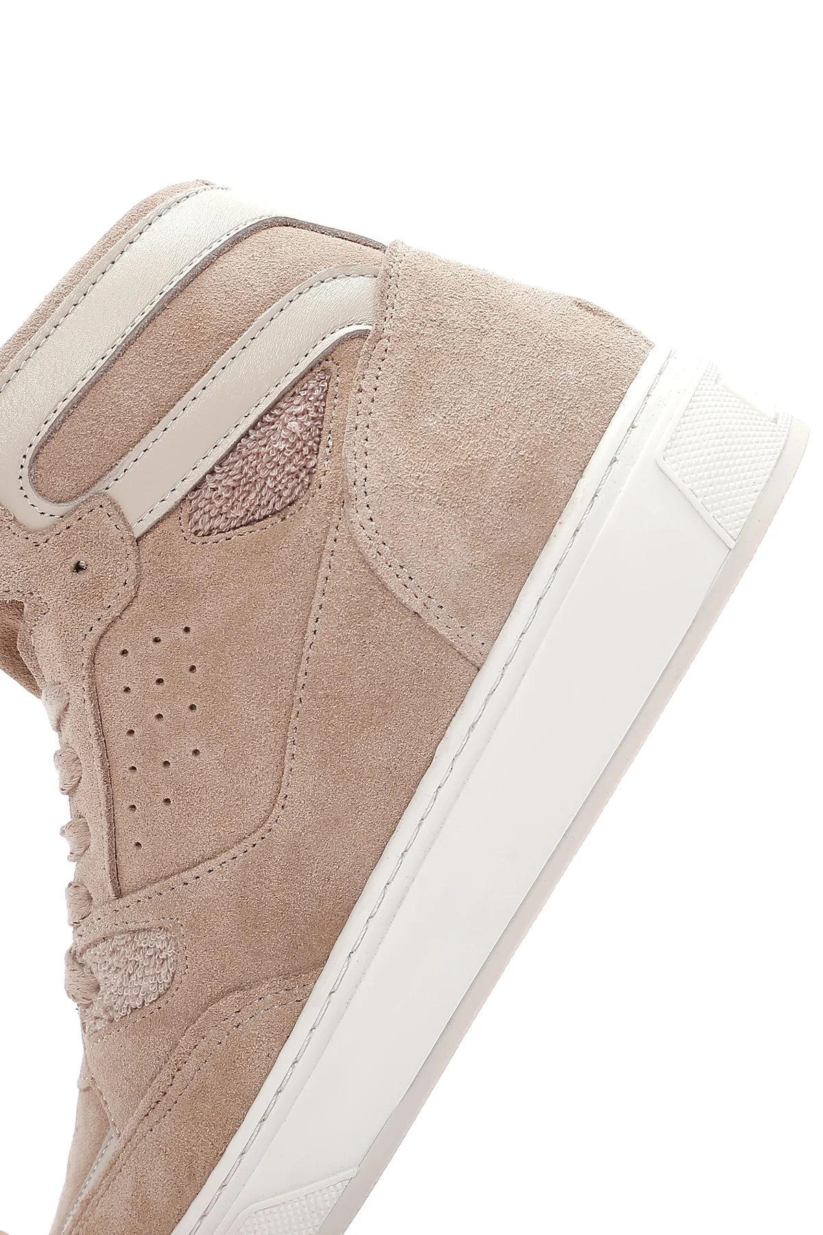 Kadın Bej Süet Deri Bilekli Sneaker - Image 7