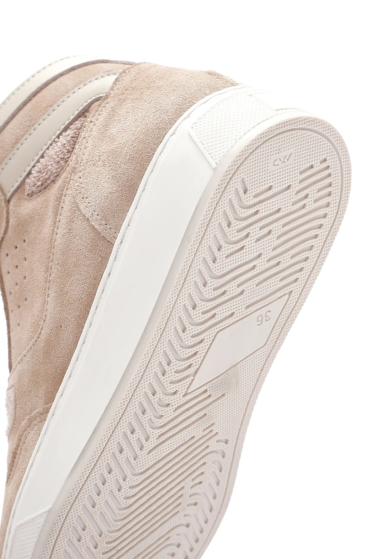 Kadın Bej Süet Deri Bilekli Sneaker - Image 8
