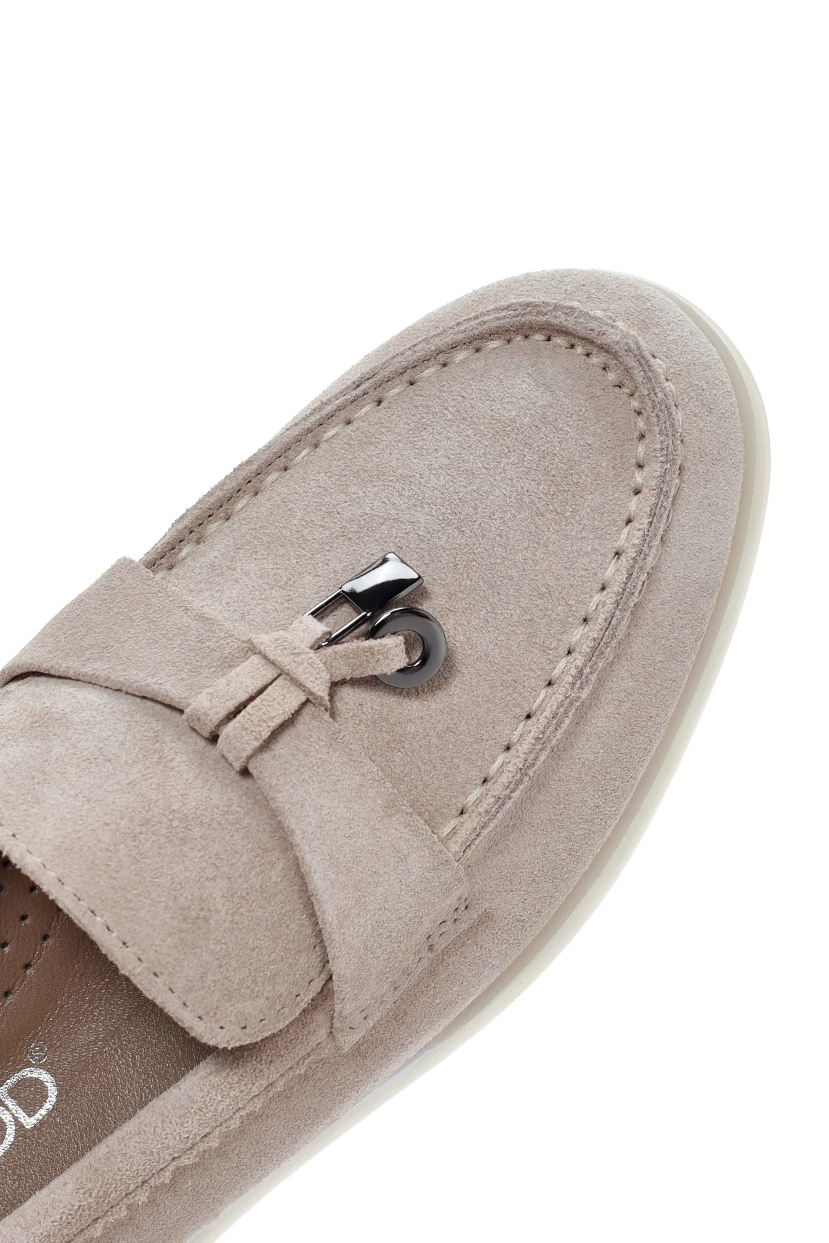 Kadın Bej Süet Deri Comfort Loafer - Image 9