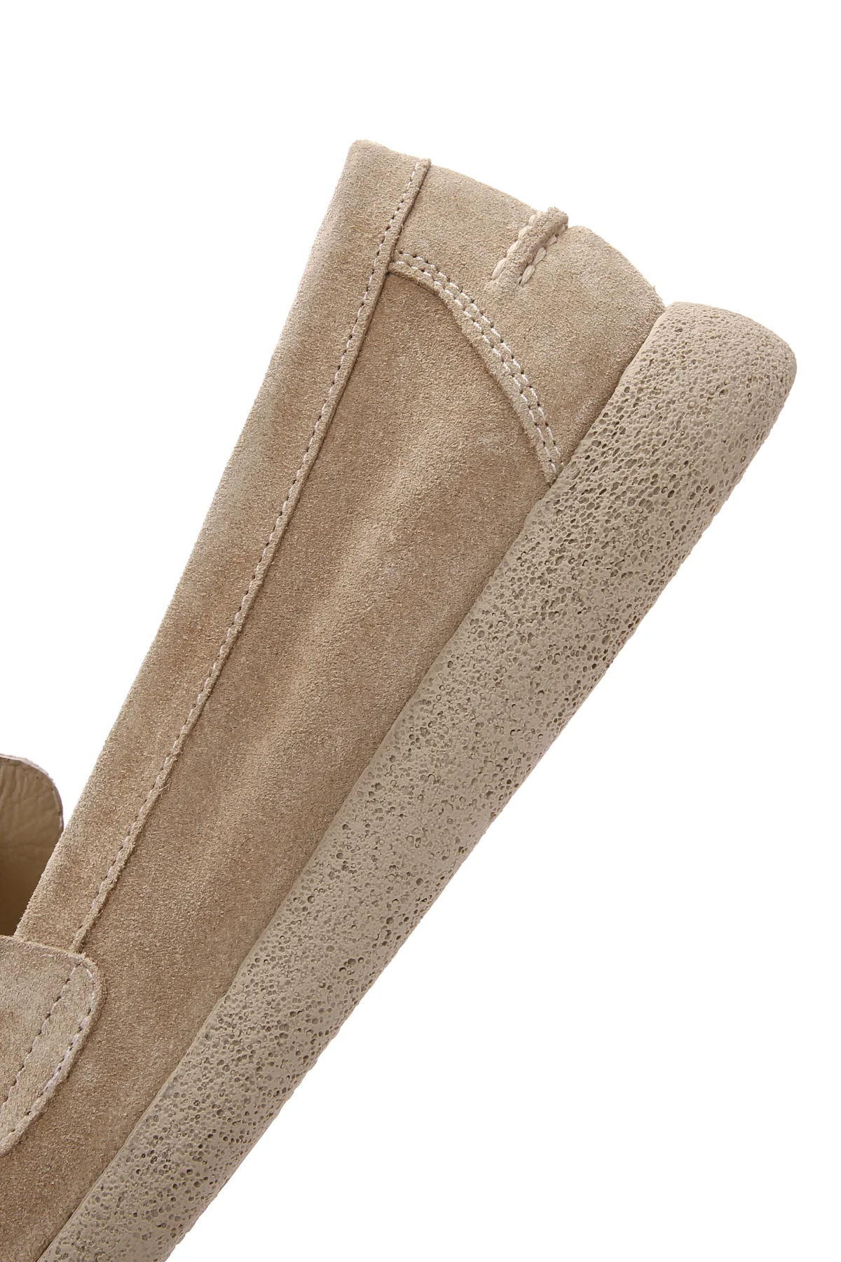 Kadın Bej Süet Deri Comfort Loafer - Image 8