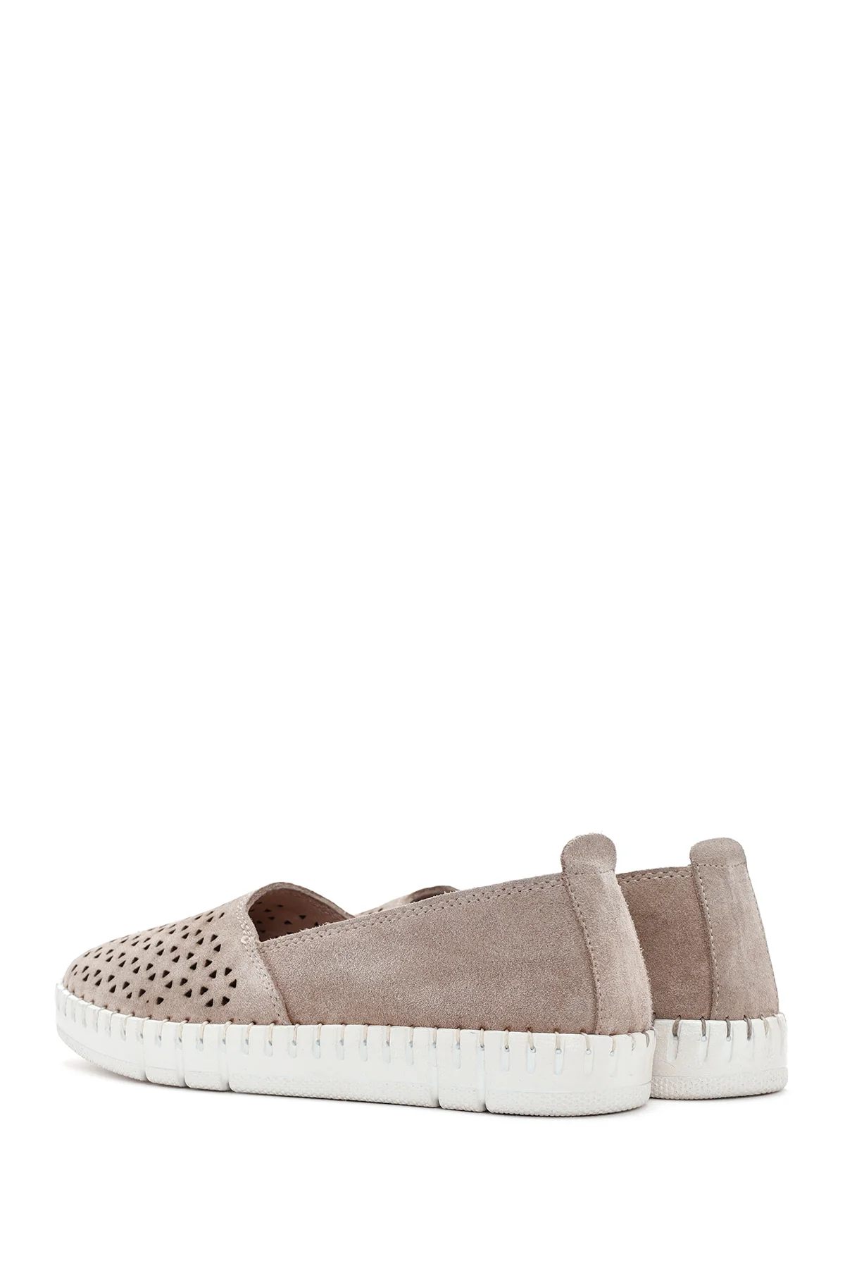Kadın Bej Süet Deri Comfort Loafer - Image 5