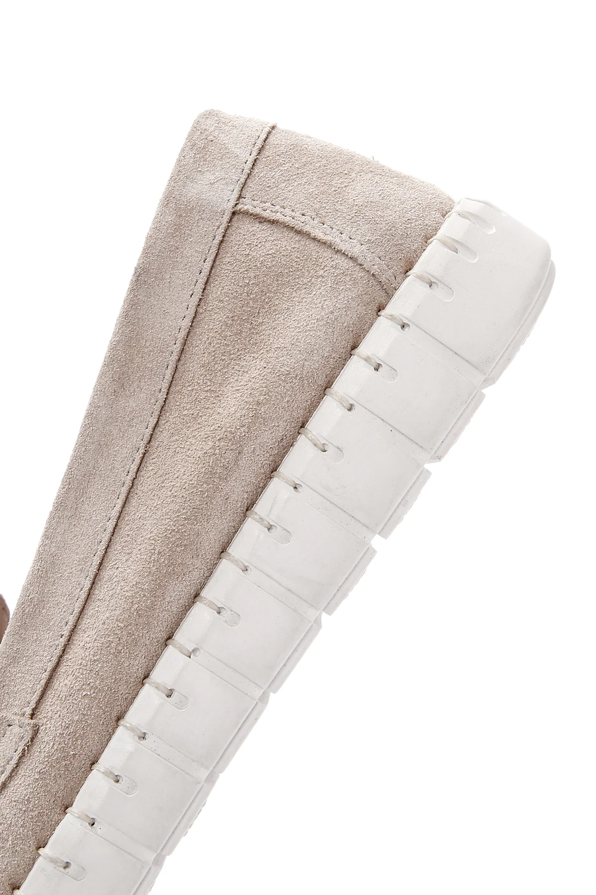 Kadın Bej Süet Deri Comfort Loafer - Image 8