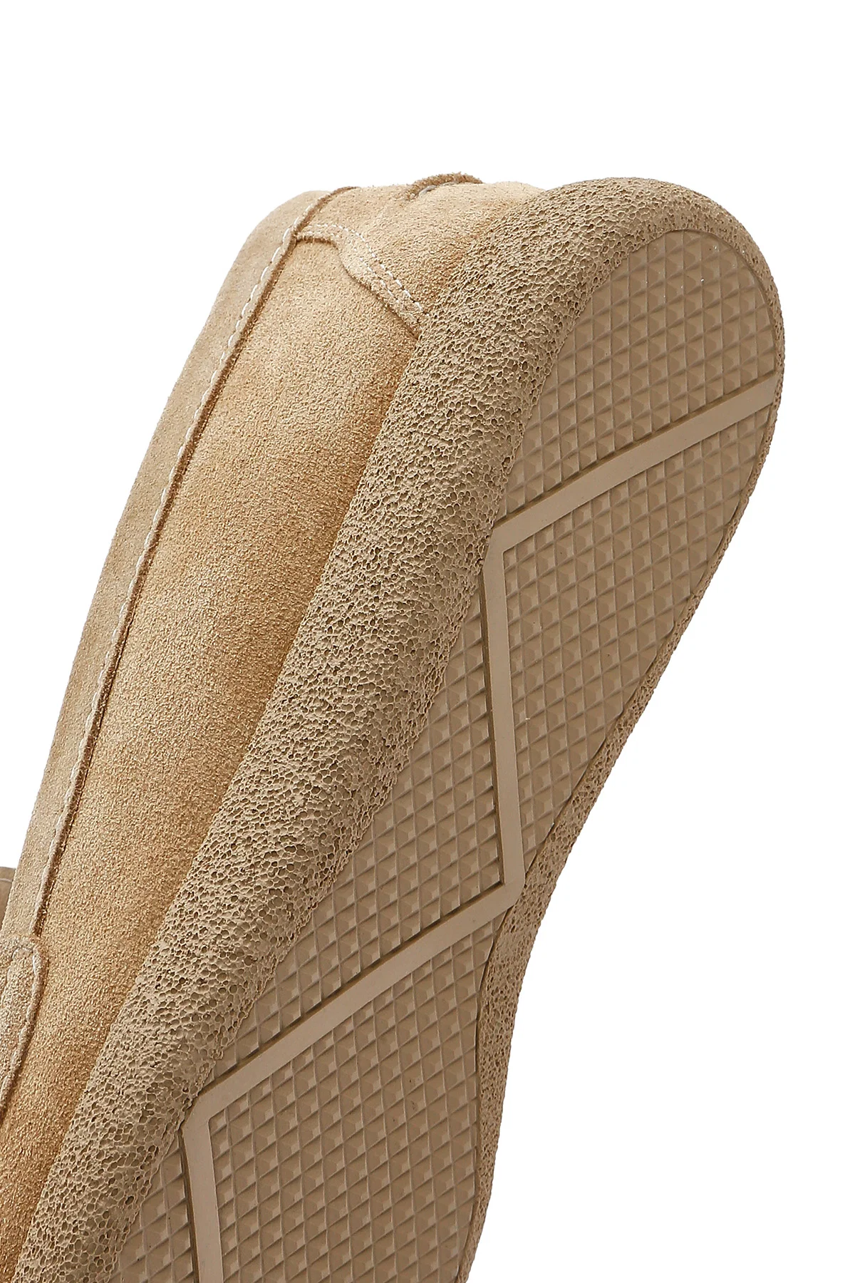 Kadın Bej Süet Deri Comfort Loafer - Image 9