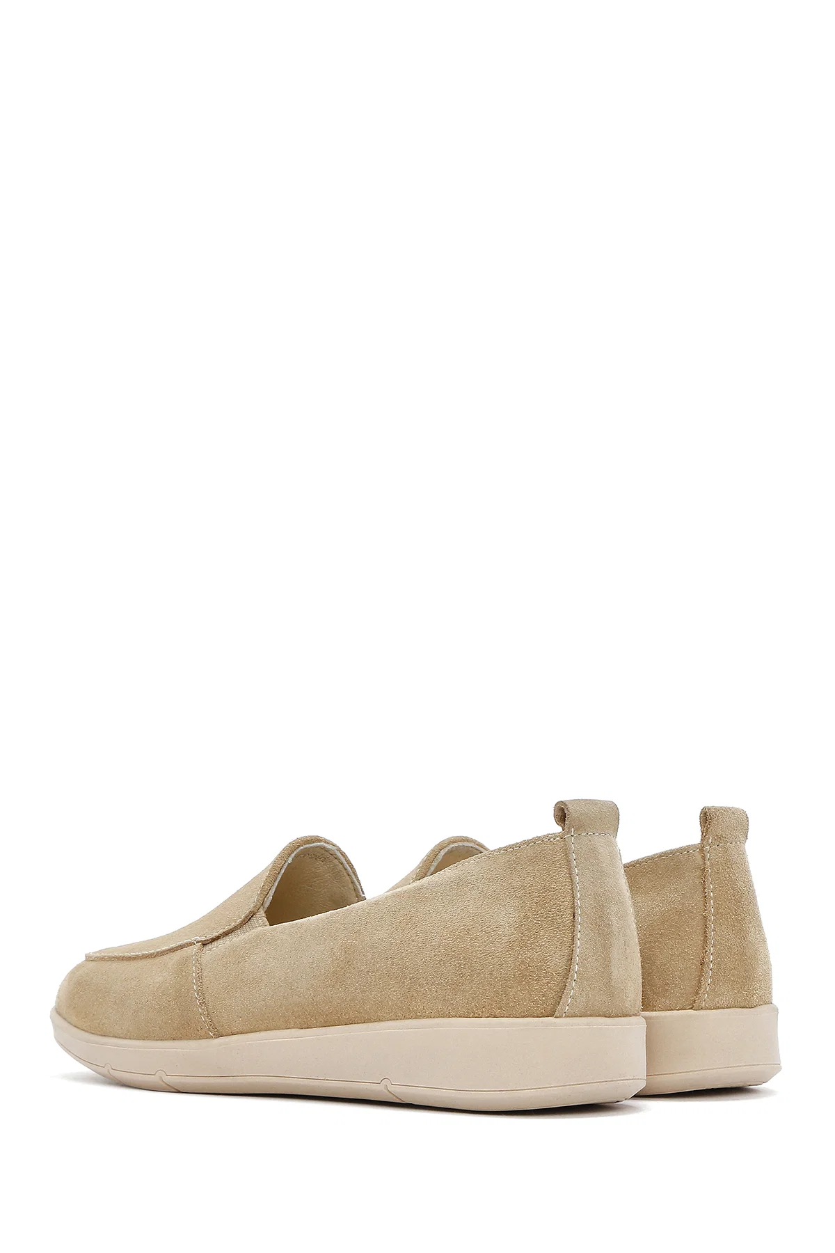 Kadın Bej Süet Deri Comfort Loafer - Image 5