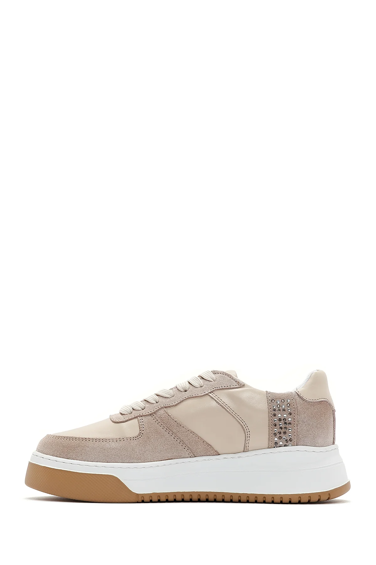 Kadın Bej Süet Deri Detaylı Sneaker - Image 2
