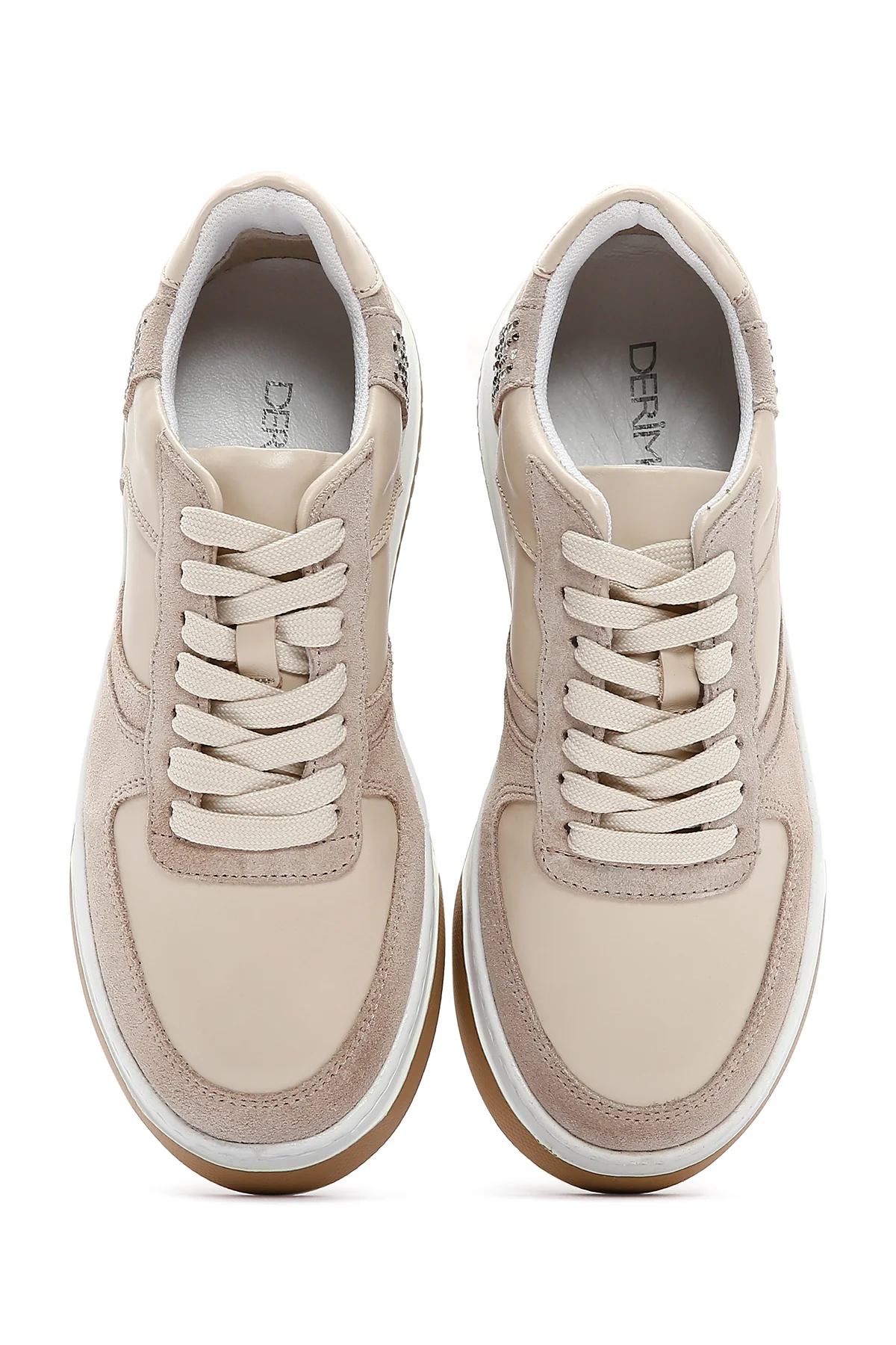 Kadın Bej Süet Deri Detaylı Sneaker - Image 6