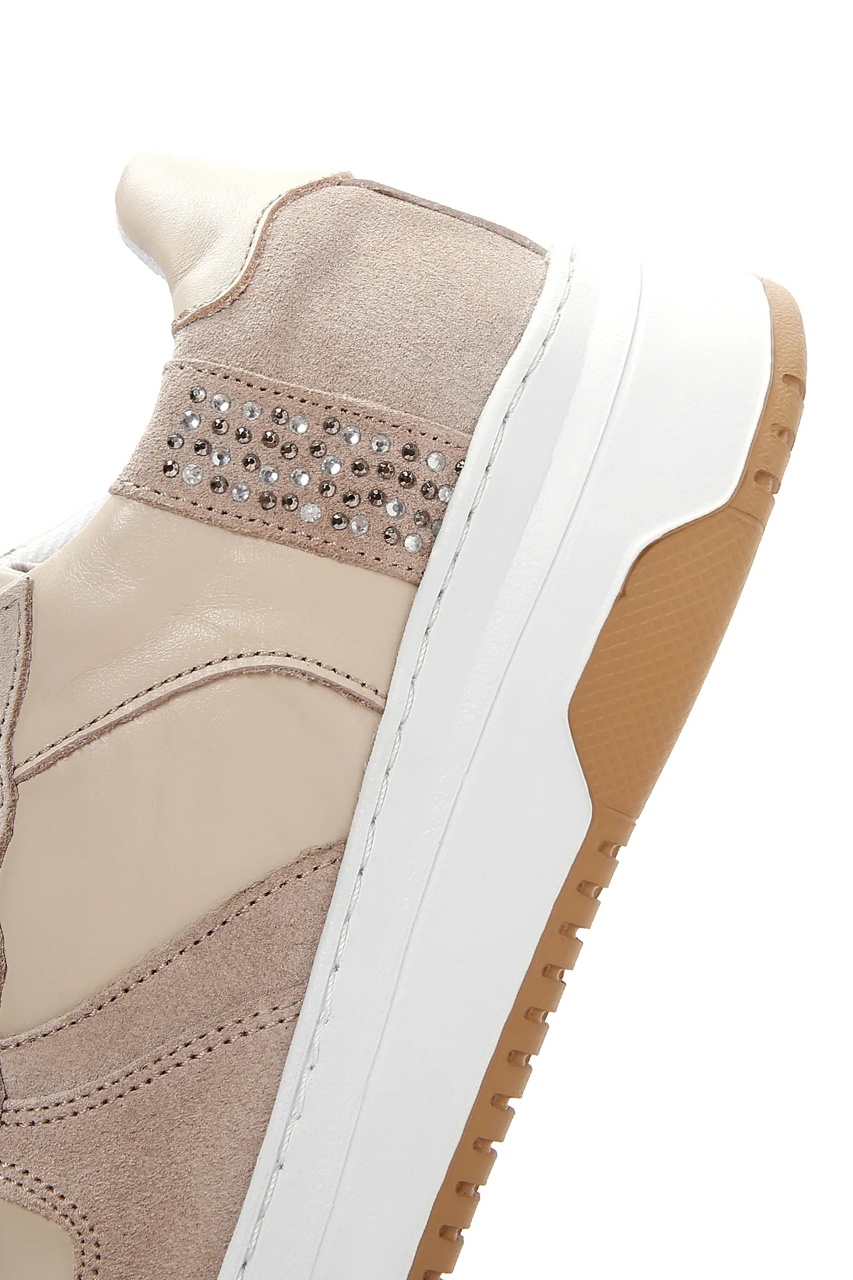 Kadın Bej Süet Deri Detaylı Sneaker - Image 7