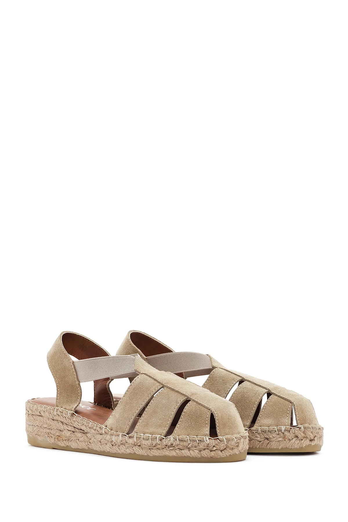 Kadın Bej Süet Deri Espadril - Image 3
