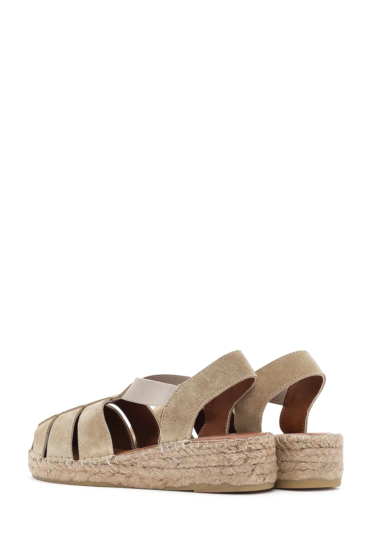 Kadın Bej Süet Deri Espadril - Image 5