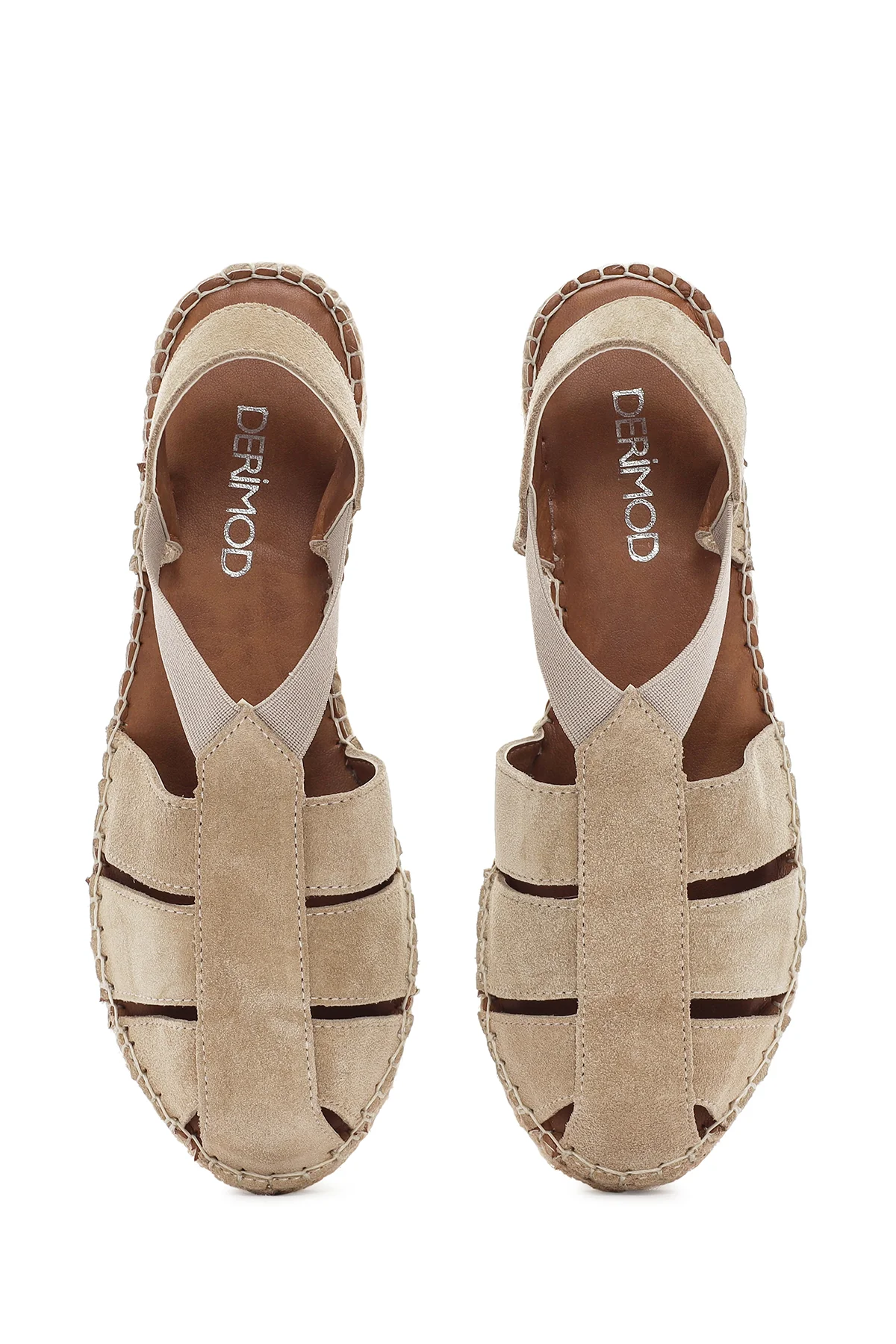 Kadın Bej Süet Deri Espadril - Image 7