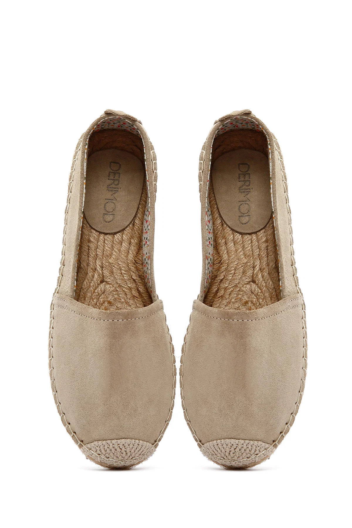 Kadın Bej Süet Deri Espadril - Image 7