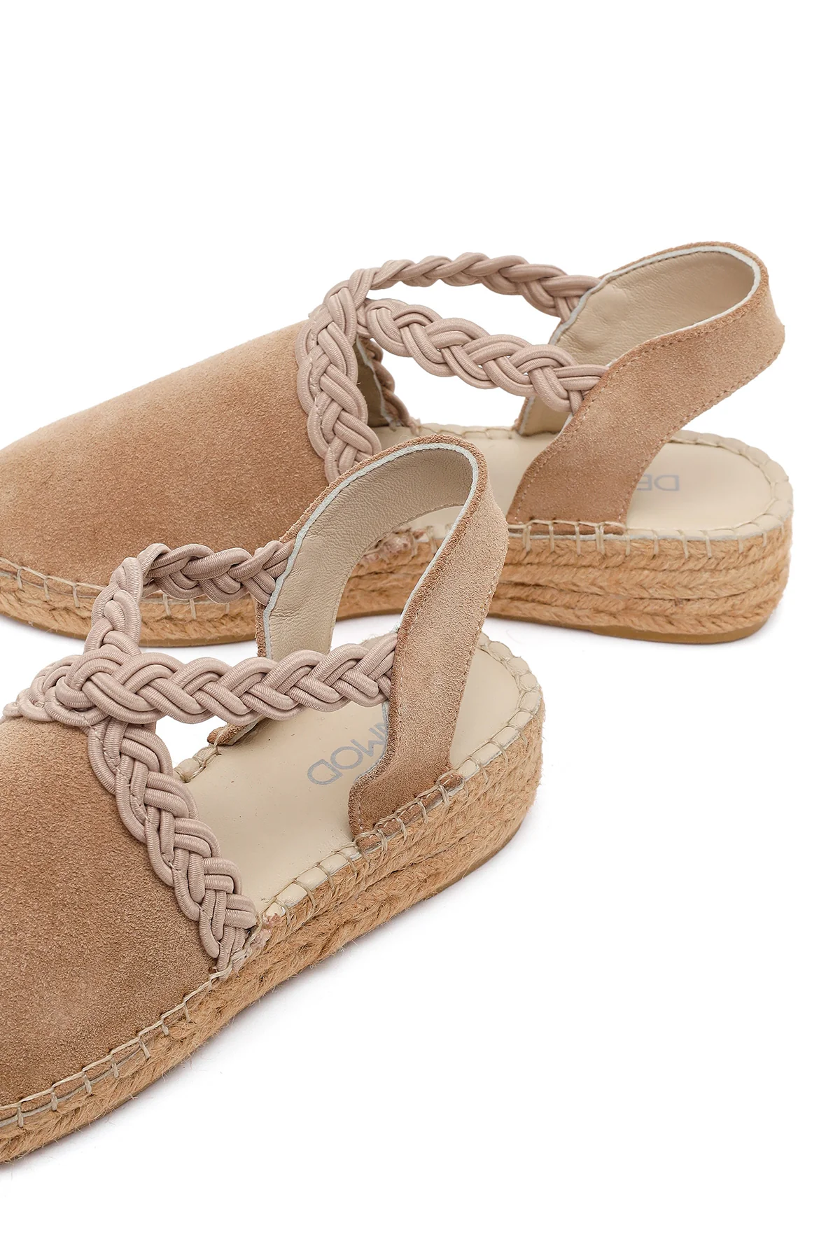 Kadın Bej Süet Deri Espadril - Image 10